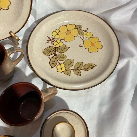 Vintage Yamaka Stoneware Buttertree Dish Set for 3 - Picture 2 of 8